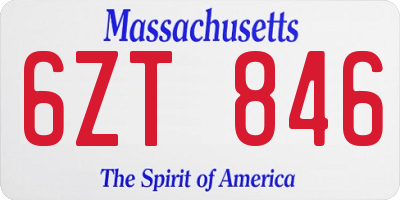 MA license plate 6ZT846