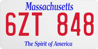MA license plate 6ZT848