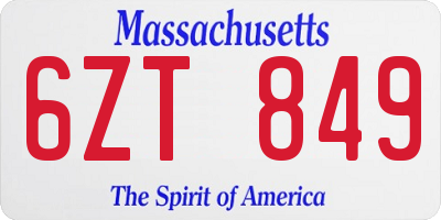 MA license plate 6ZT849