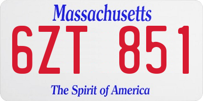 MA license plate 6ZT851