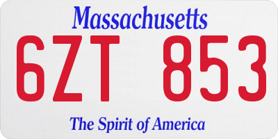 MA license plate 6ZT853
