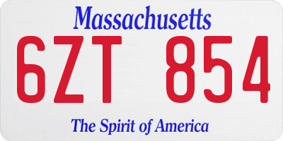 MA license plate 6ZT854