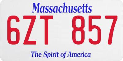 MA license plate 6ZT857