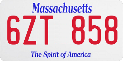 MA license plate 6ZT858