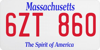 MA license plate 6ZT860