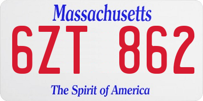 MA license plate 6ZT862