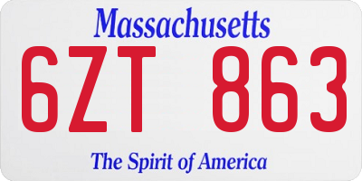 MA license plate 6ZT863