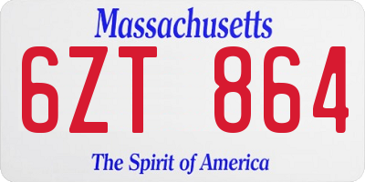 MA license plate 6ZT864