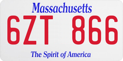MA license plate 6ZT866