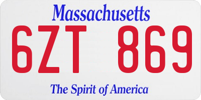 MA license plate 6ZT869
