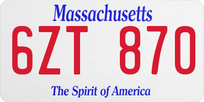 MA license plate 6ZT870