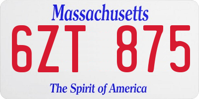 MA license plate 6ZT875