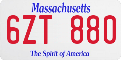 MA license plate 6ZT880