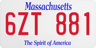 MA license plate 6ZT881