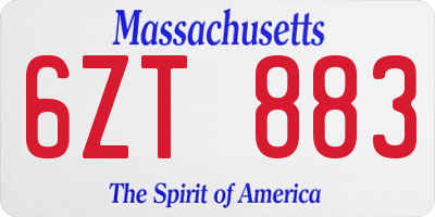 MA license plate 6ZT883