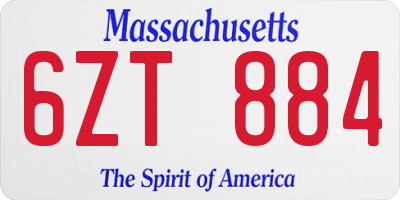 MA license plate 6ZT884