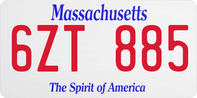 MA license plate 6ZT885