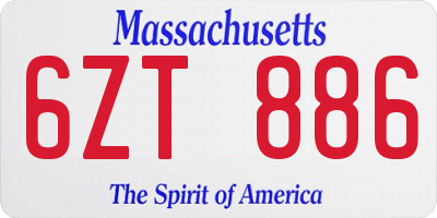 MA license plate 6ZT886