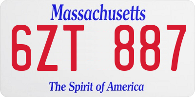 MA license plate 6ZT887