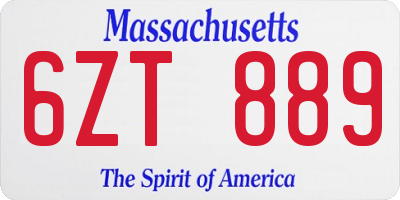 MA license plate 6ZT889