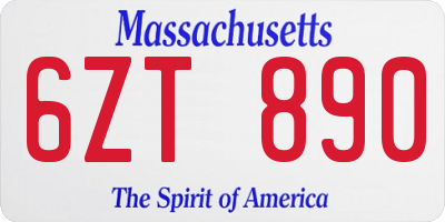 MA license plate 6ZT890