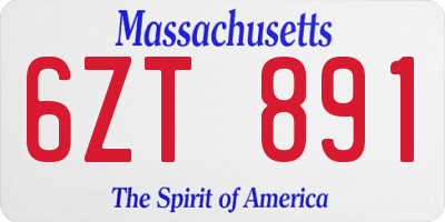 MA license plate 6ZT891