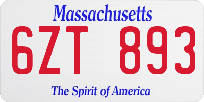 MA license plate 6ZT893