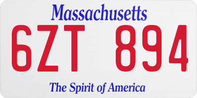 MA license plate 6ZT894