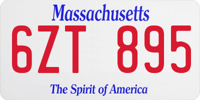 MA license plate 6ZT895