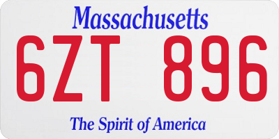 MA license plate 6ZT896