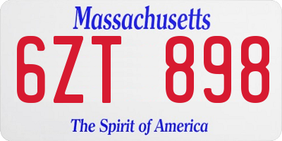 MA license plate 6ZT898
