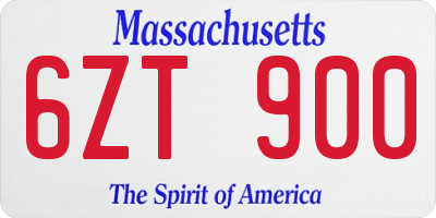 MA license plate 6ZT900