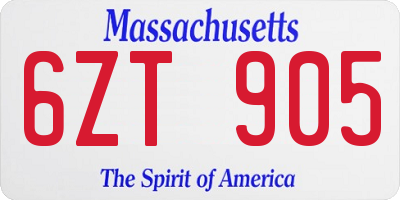 MA license plate 6ZT905