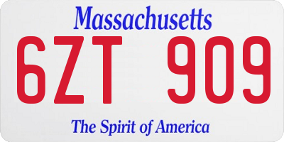 MA license plate 6ZT909