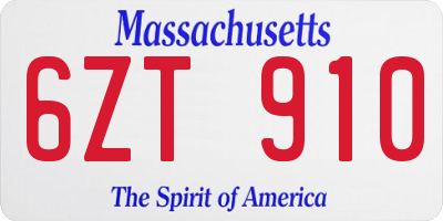 MA license plate 6ZT910