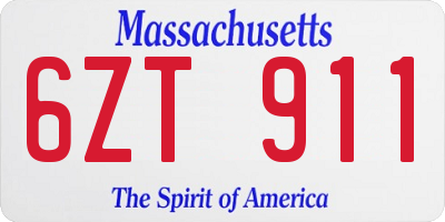 MA license plate 6ZT911