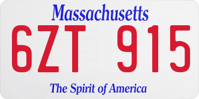 MA license plate 6ZT915