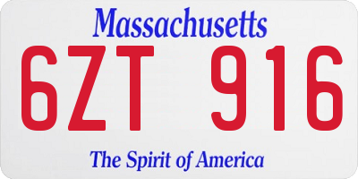 MA license plate 6ZT916