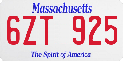 MA license plate 6ZT925