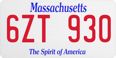 MA license plate 6ZT930