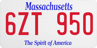 MA license plate 6ZT950