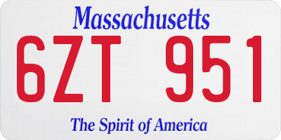 MA license plate 6ZT951