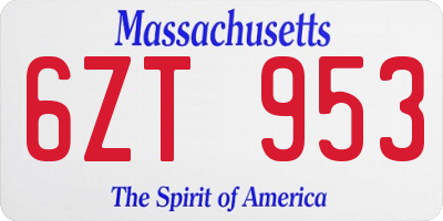 MA license plate 6ZT953