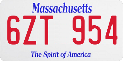 MA license plate 6ZT954