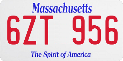 MA license plate 6ZT956