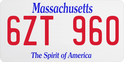 MA license plate 6ZT960