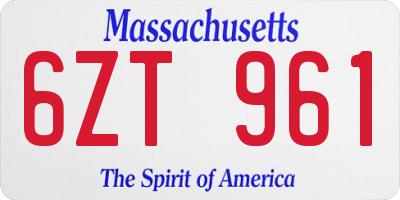 MA license plate 6ZT961