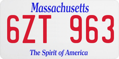 MA license plate 6ZT963