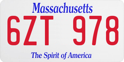 MA license plate 6ZT978