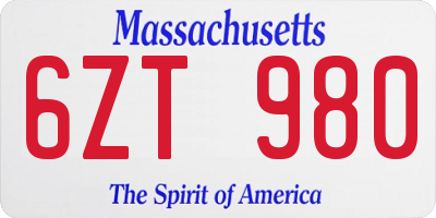 MA license plate 6ZT980